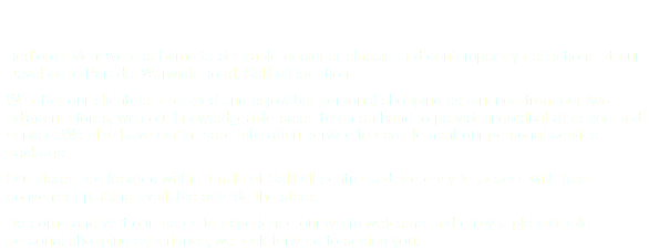 
Redfords Menswear is home to desirable designer classic and contemporary collections at our Dovehouse Parade, Warwick Road, Solihull location.
We offer our clientele a relaxed and enjoyable personal shopping experience from our two adjacent stores, with our knowledgeable sales team on hand to provide individual attention and service. We also have our in-store alteration service to complement our personal service package.
Our stores are located within 1 mile of Solihull centre and are easy to access with free convenient parking available outside the store.
Do come and visit our stores to experience our warm welcome and enjoy a pleasurable personal shopping experience, we look forward to seeing you.